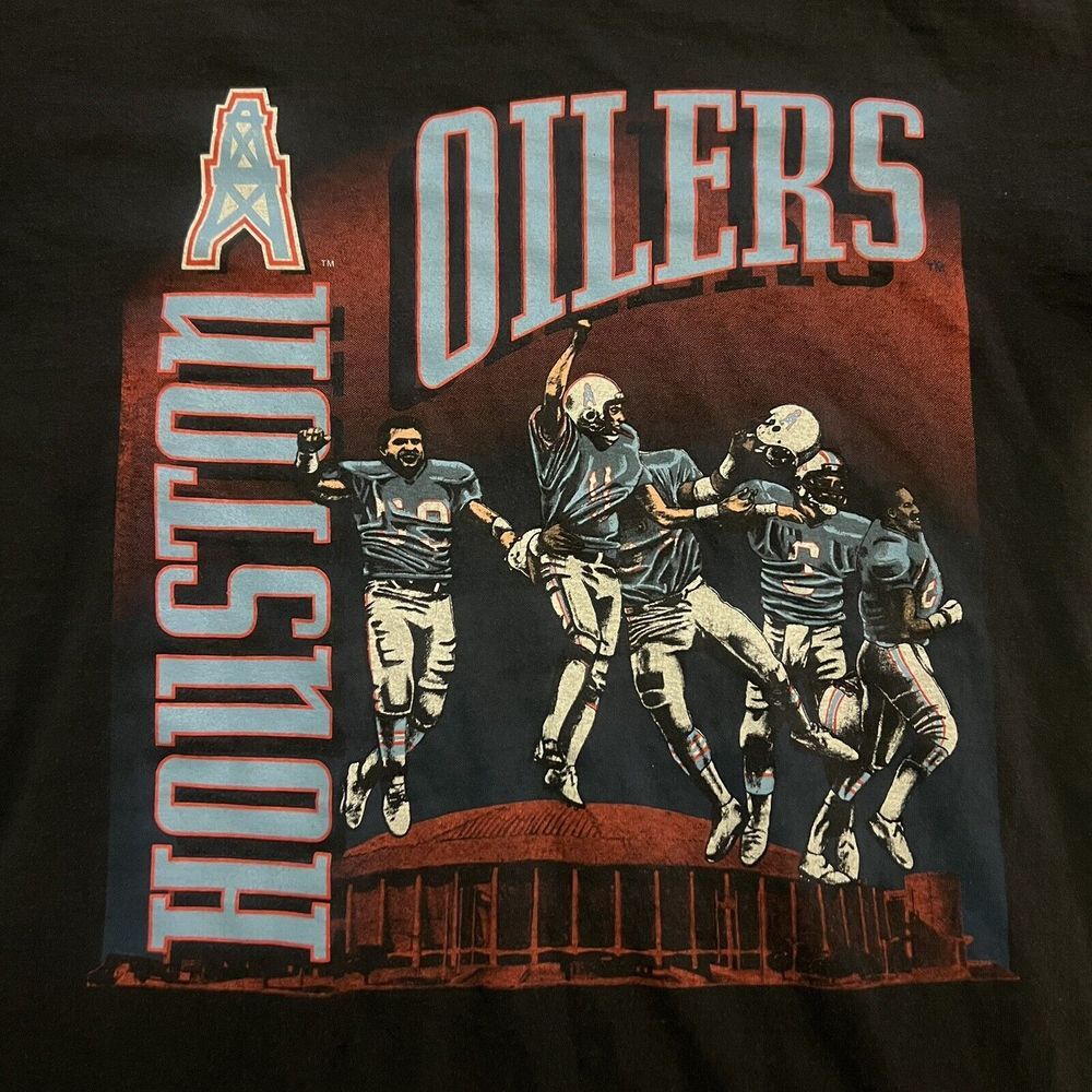 Vintage 90s Houston Oilers XL Victory In The Astrodome Nutmeg T-Shirt Made USA - Picture 2 of 7